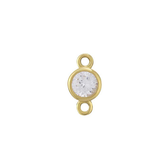 14K Yellow Gold 3mm Lab-Grown White Sapphire-Set Link Component