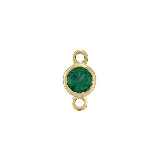 14K Yellow Gold 3mm Lab-Grown Emerald-Set Link Component