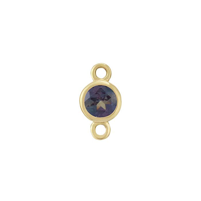 14K Yellow Gold 3mm Lab-Grown Alexandrite-Set Link Component
