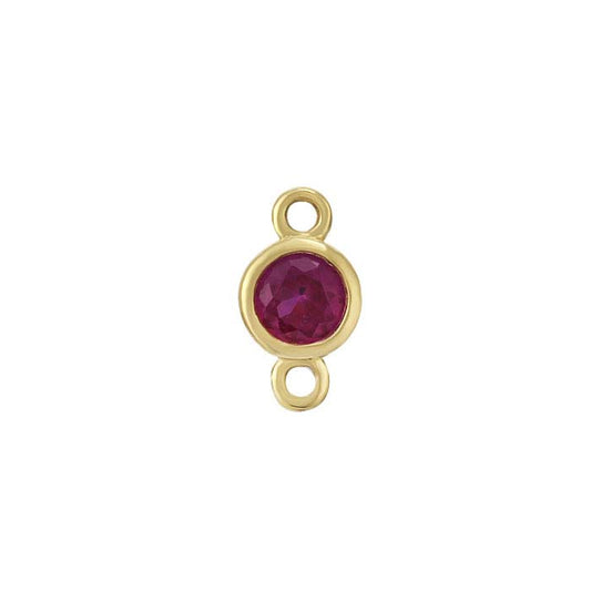 14K Yellow Gold 3mm Lab-Grown Ruby-Set Link Component