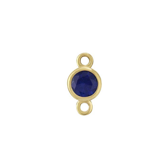 14K Yellow Gold 3mm Lab-Grown Sapphire-Set Link Component