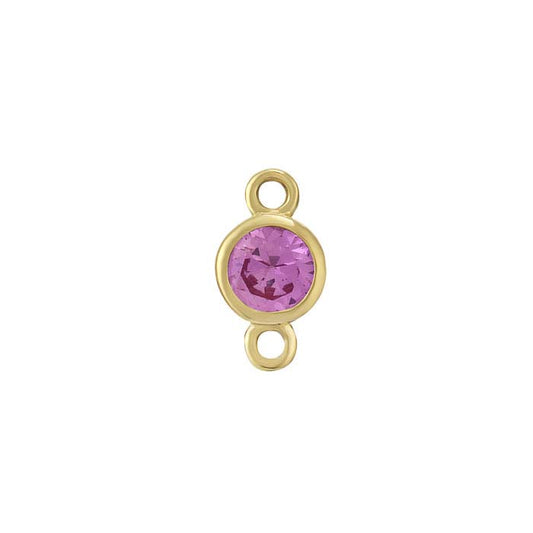 14K Yellow Gold 3mm Lab-Grown Pink Sapphire-Set Link Component