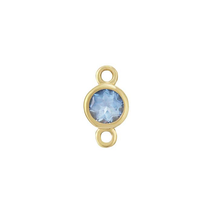 14K Yellow Gold 3mm Blue Topaz-Set Link Component
