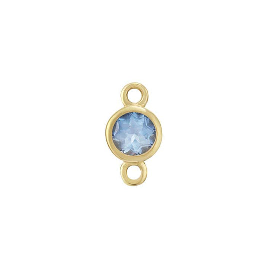 14K Yellow Gold 3mm Blue Topaz-Set Link Component