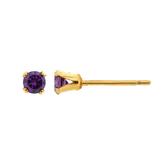 14/20 Yellow Gold-Filled Purple CZ-Set Post Earring