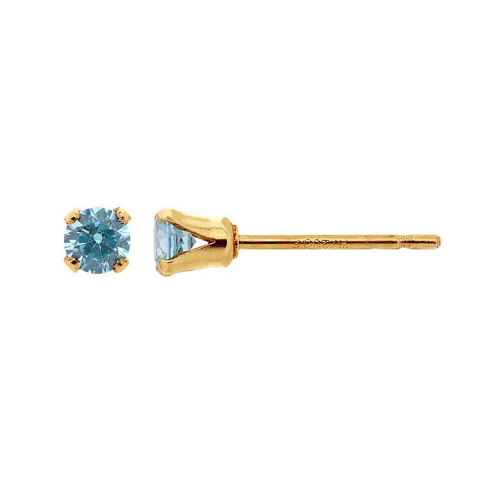 14/20 Yellow Gold-Filled Light Blue CZ-Set Post Earring