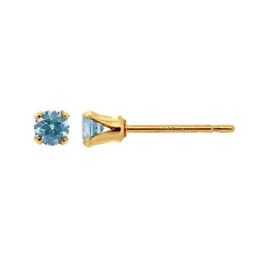 14/20 Yellow Gold-Filled Light Blue CZ-Set Post Earring