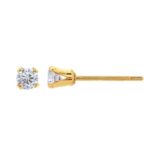 14/20 Yellow Gold-Filled White CZ-Set Post Earring