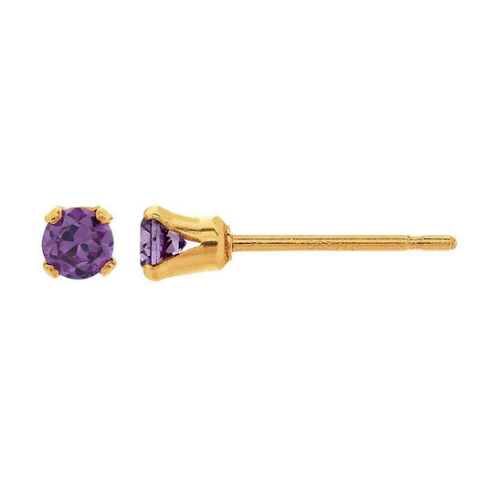 14/20 Yellow Gold-Filled Purple CZ-Set Post Earring