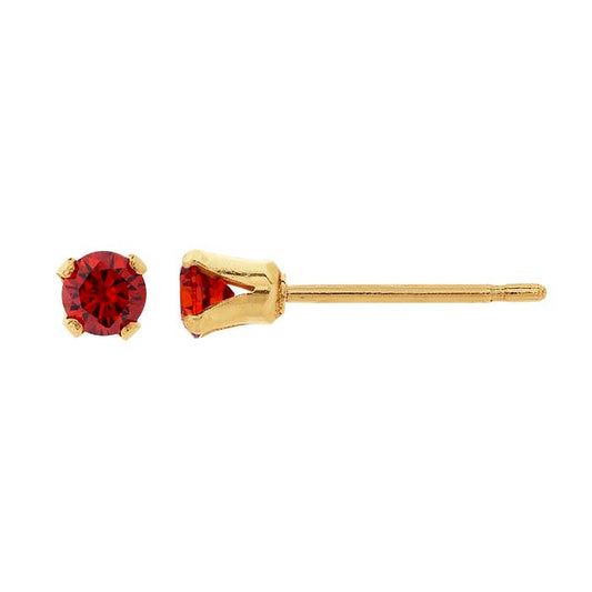 14/20 Yellow Gold-Filled Red CZ-Set Post Earring