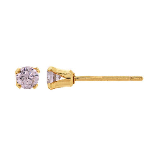 14/20 Yellow Gold-Filled Pink CZ-Set Post Earring