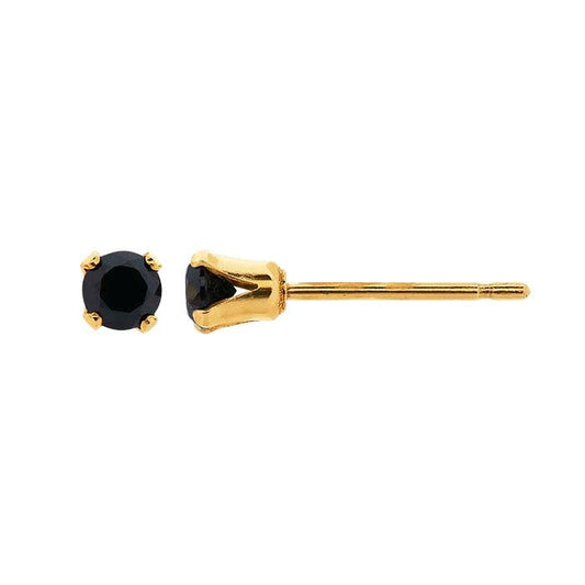 14/20 Yellow Gold-Filled Black CZ-Set Post Earring