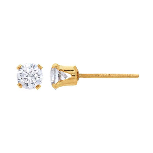 14/20 Yellow Gold-Filled White CZ-Set Post Earring