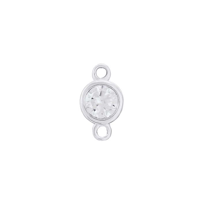 Componente a maglia con zaffiro bianco sintetico da 3 mm incastonato in oro bianco 14K