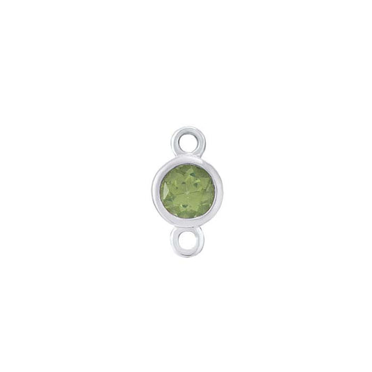 14K Vitt Guld 3mm Peridot-Satt Länkkomponent