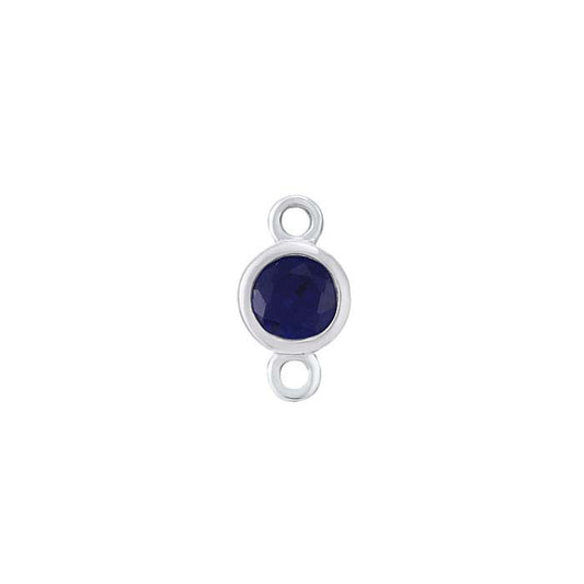 14K Vitt Guld 3mm Labbodlad Safir-Satt Länkkomponent