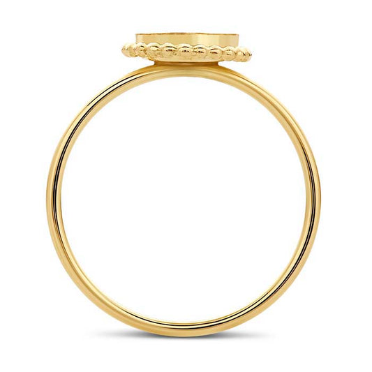 14/20 Yellow Gold-Filled 6mm Beaded Round Cabochon Ring Mounting