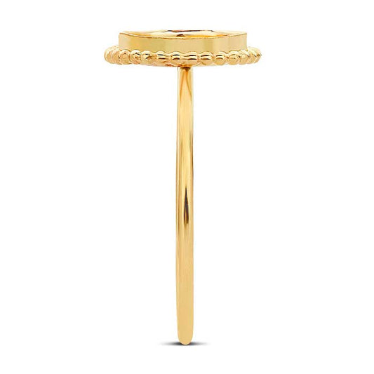 14/20 Yellow Gold-Filled Beaded Round Cabochon Ring Mounting