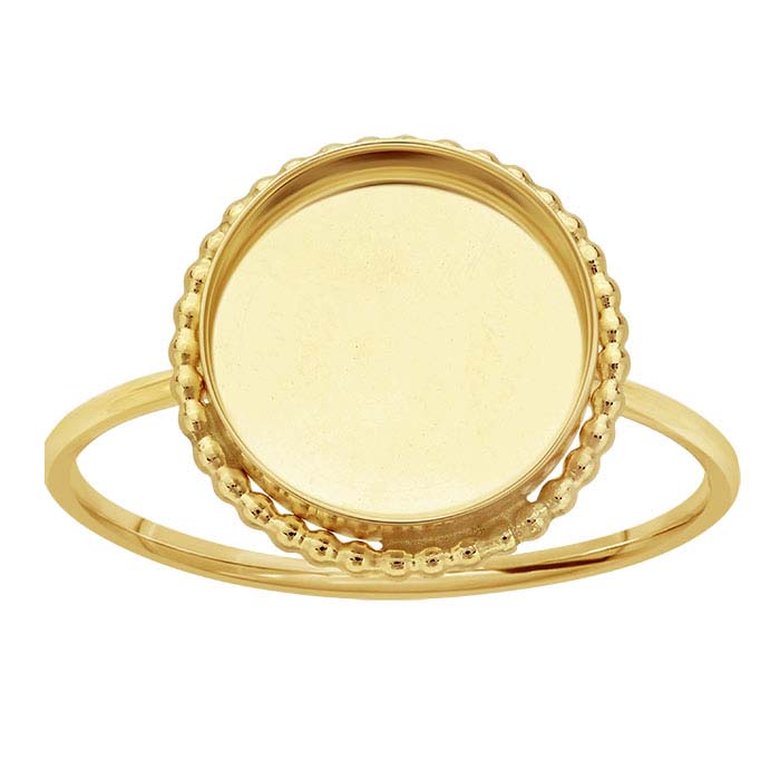 14/20 Guld-Fylld 10mm Pärlad Rund Cabochon Ringfattning