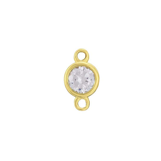14K Yellow Gold 3.5mm Lab-Grown White Sapphire-Set Link Component