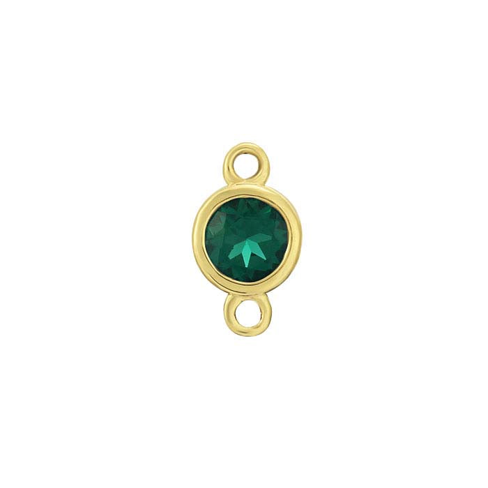 14K Yellow Gold 3.5mm Lab-Grown Emerald-Set Link Component