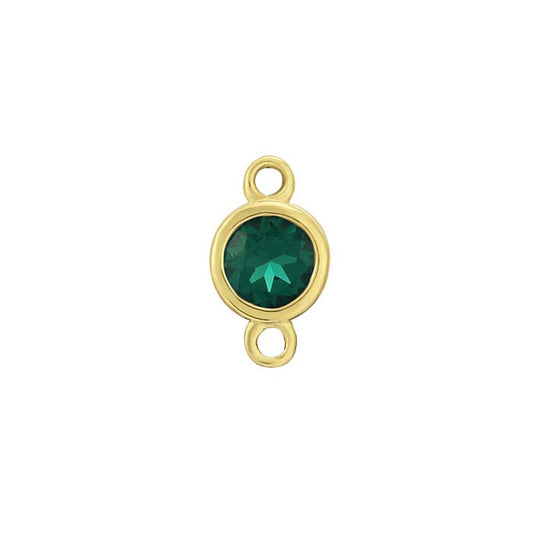 14K Yellow Gold 3.5mm Lab-Grown Emerald-Set Link Component