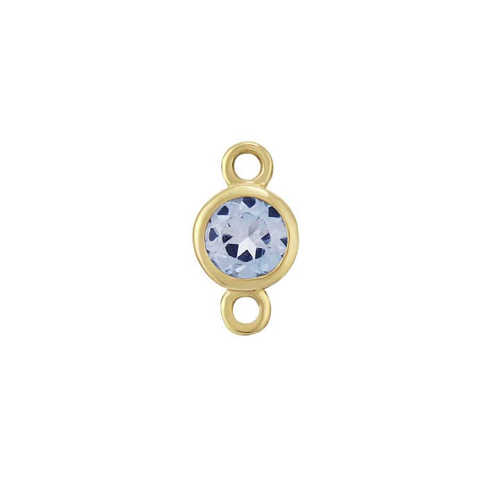 14K Yellow Gold 3.5mm Blue Topaz-Set Link Component