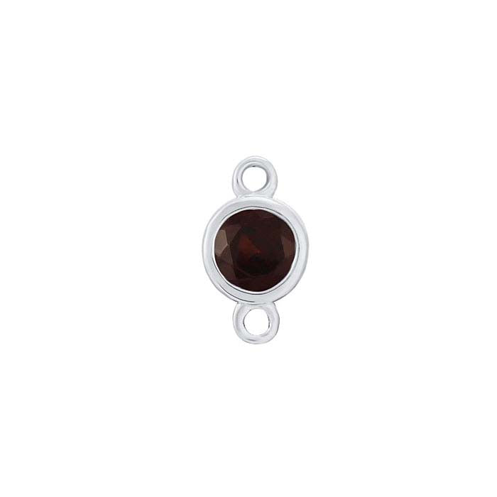 14K White Gold 3.5mm Garnet-Set Link Component