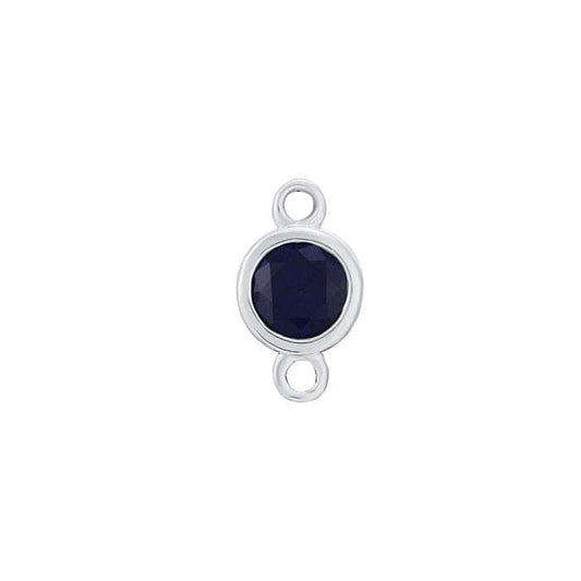 14K White Gold 3.5mm Lab-Grown Sapphire-Set Link Component