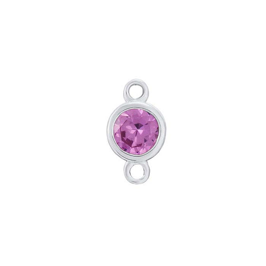 14K White Gold 3.5mm Lab-Grown Pink Sapphire-Set Link Component