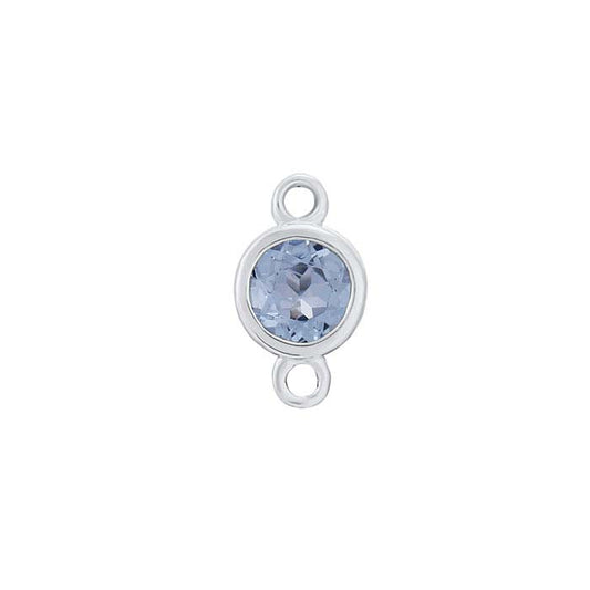14K White Gold 3.5mm Blue Topaz-Set Link Component
