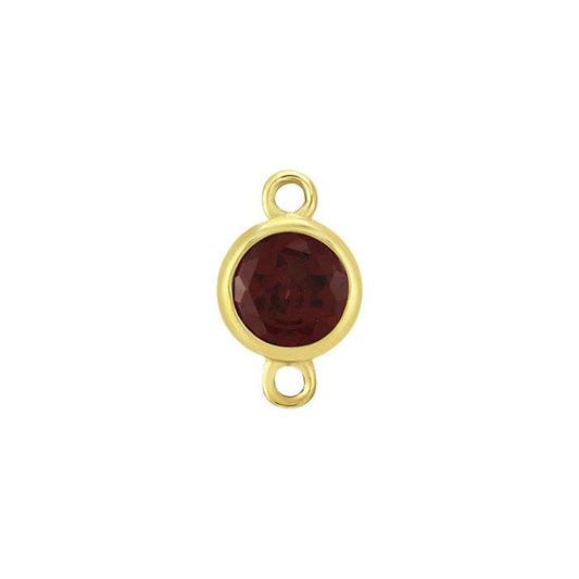 14K Yellow Gold 4mm Garnet-Set Link Component