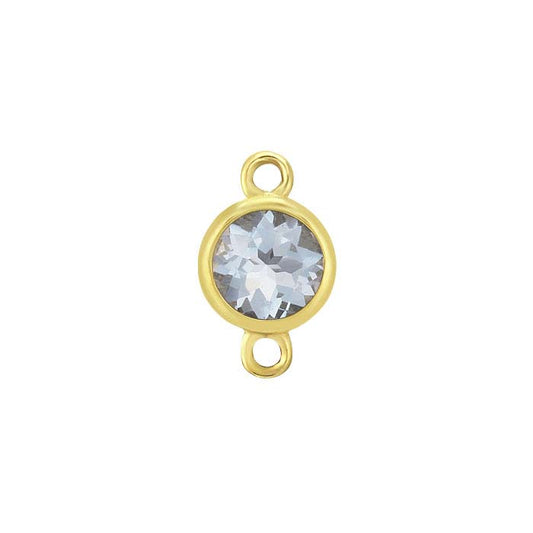 14K Yellow Gold 4mm Aquamarine-Set Link Component