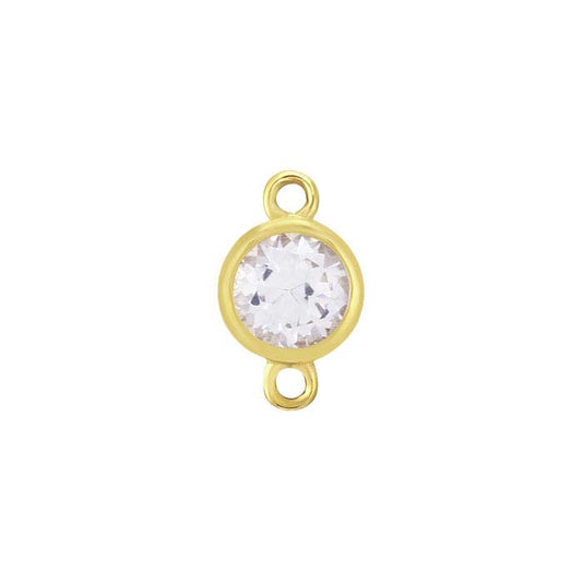 14K Yellow Gold 4mm Lab-Grown White Sapphire-Set Link Component