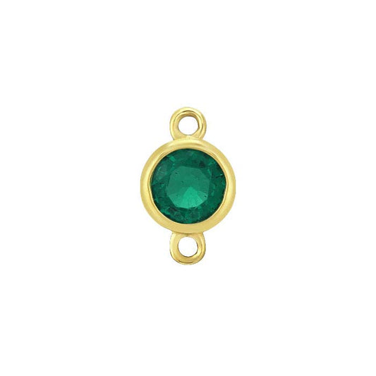14K Yellow Gold 4mm Lab-Grown Emerald-Set Link Component