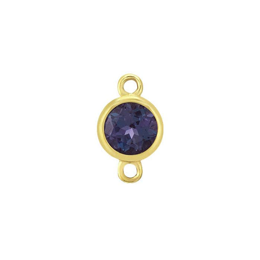 14K Yellow Gold 4mm Lab-Grown Alexandrite-Set Link Component