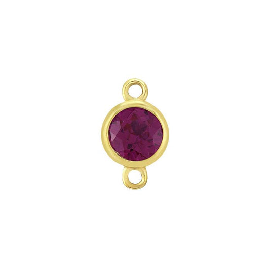 14K Yellow Gold 4mm Lab-Grown Ruby-Set Link Component