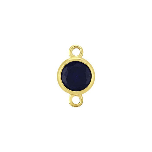 14K Yellow Gold 4mm Lab-Grown Sapphire-Set Link Component