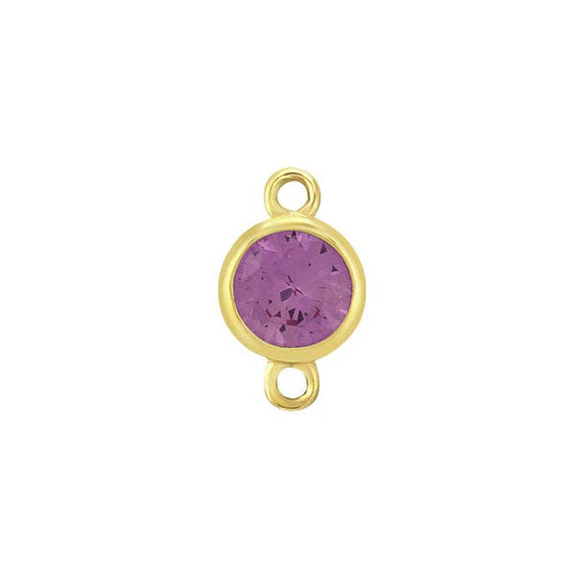 14K Yellow Gold 4mm Lab-Grown Pink Sapphire-Set Link Component