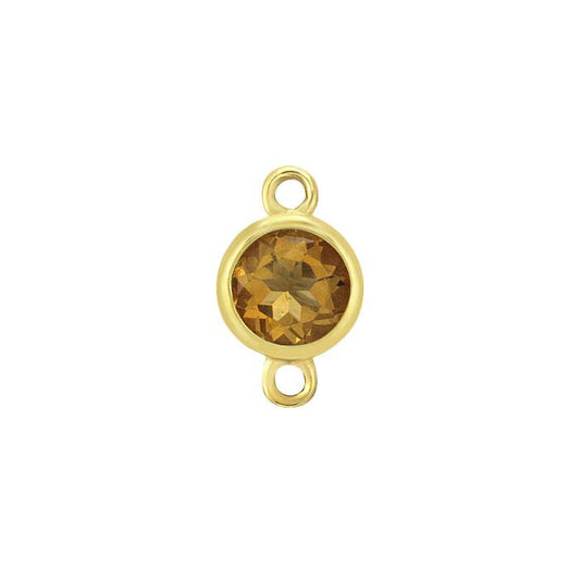 14K Yellow Gold 4mm Citrine-Set Link Component