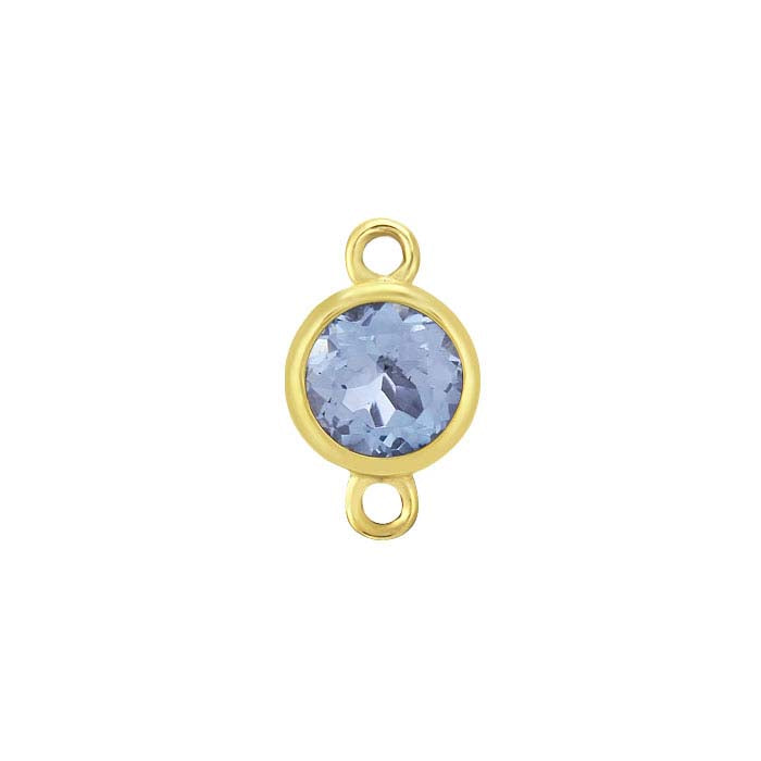14K Yellow Gold 4mm Blue Topaz-Set Link Component