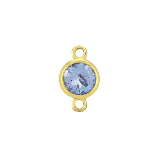 14K Yellow Gold 4mm Blue Topaz-Set Link Component