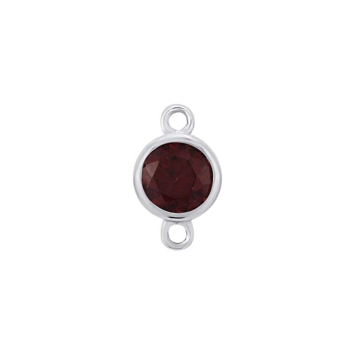 14K White Gold 4mm Garnet-Set Link Component
