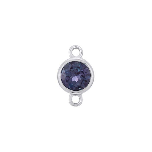 14K White Gold 4mm Lab-Grown Alexandrite-Set Link Component