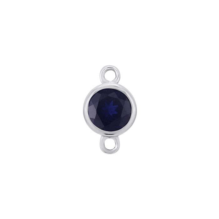 14K White Gold 4mm Lab-Grown Sapphire-Set Link Component