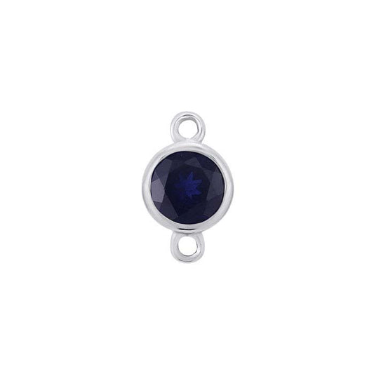 14K White Gold 4mm Lab-Grown Sapphire-Set Link Component