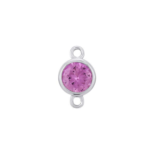 14K White Gold 4mm Lab-Grown Pink Sapphire-Set Link Component