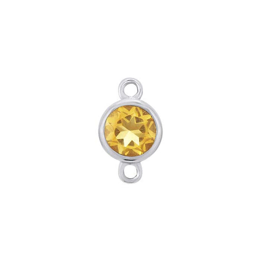 14K White Gold 4mm Citrine-Set Link Component