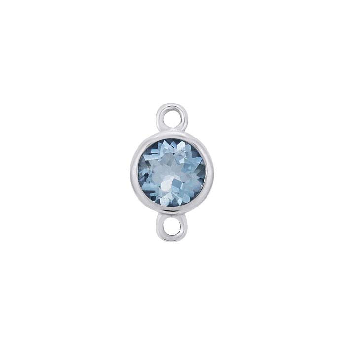 14K White Gold 4mm Blue Topaz-Set Link Component