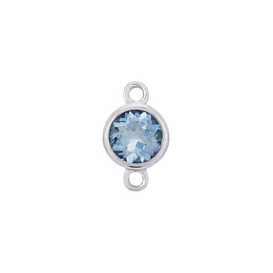 14K White Gold 4mm Blue Topaz-Set Link Component